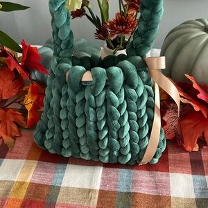 Chunky Yarn Handbag | Handmade Crochet Bag | Women’s Purse | Blue Lagoon Green